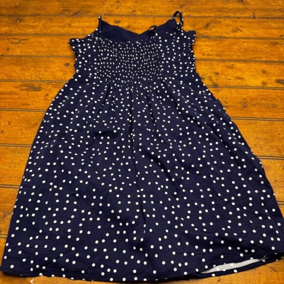 41 Hawthorn Navy Blue Polka Dot Fit and Flare Dress Small Petite Sweetheart Neck - Picture 4 of 4